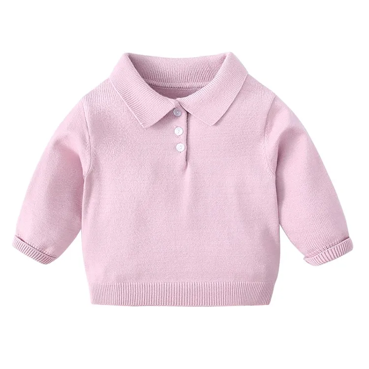 Multi-color Optional Solid Knitted Baby Polo Sweatshirt Kids Sweater For Winter