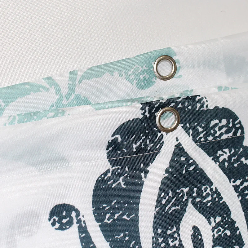 Manufacturers directly supply simple and thickened shower curtain feather printing polyester waterproof and mildew free punching