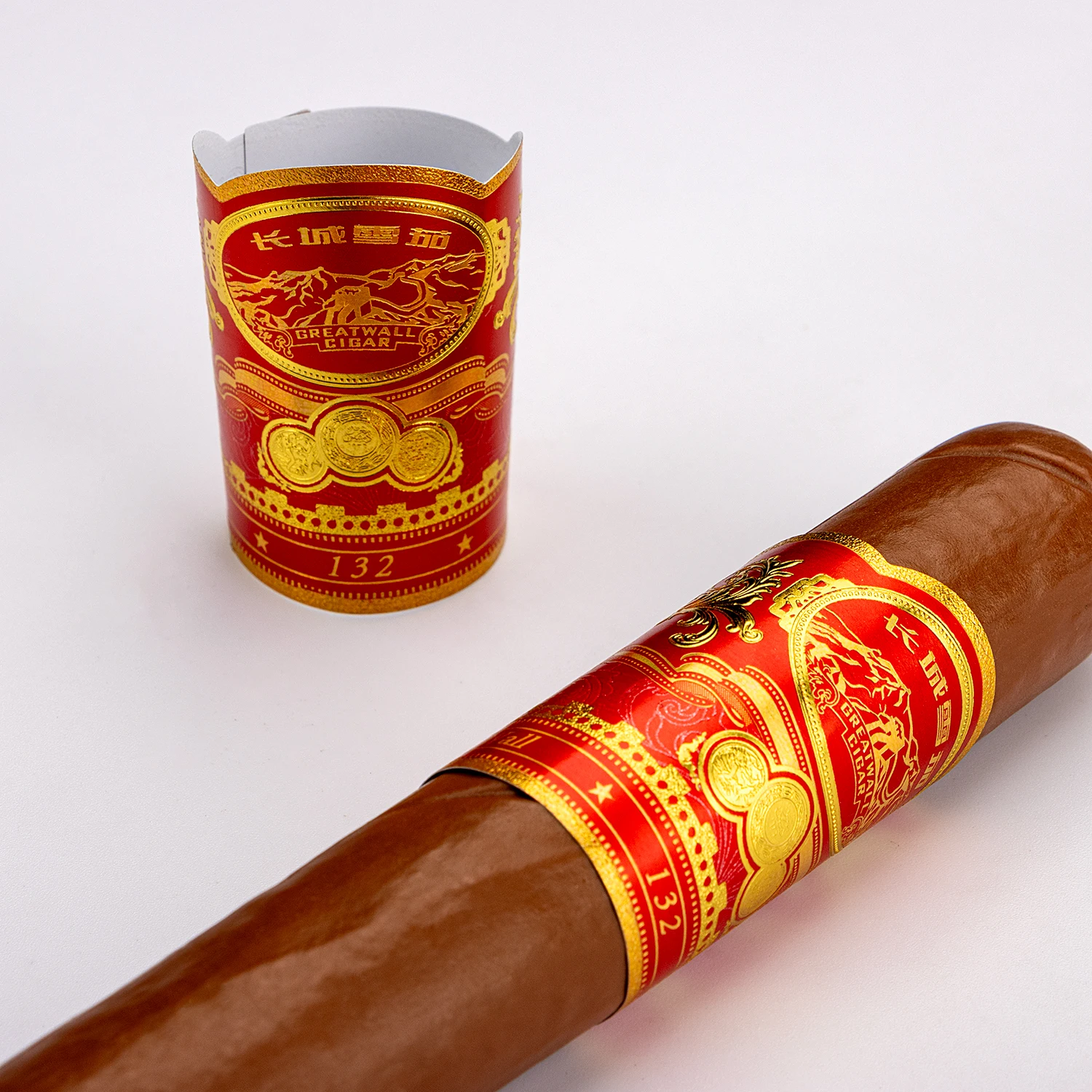 Shenzhen Manufacturer Embossing Cigar Bands Ring Printed Hot Stamped Gold Foil Waterproof Embossed Cigar Label