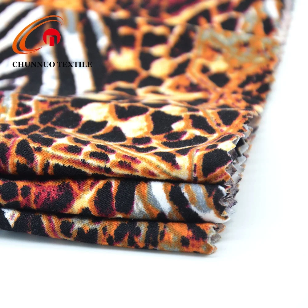 Chunnuo Textile Leopard Printing DTY Brushed Lycra Fabric