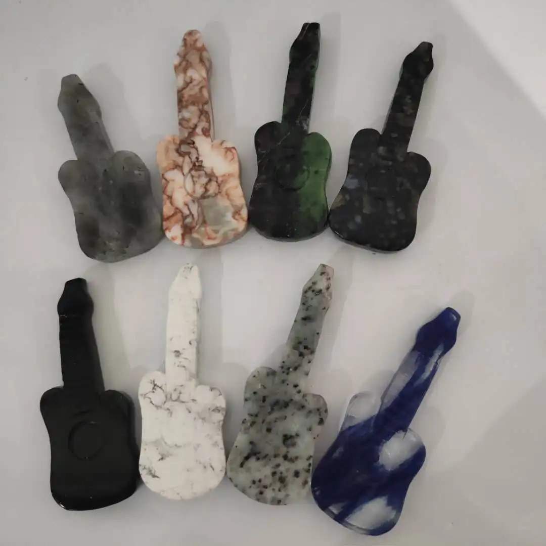  Хит продаж резьба из натурального кварцевого кристалла ручная по гитаре Howlite кальдалитовый кристалл подарки для