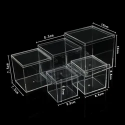 Small Square Acrylic Clear For Wedding Candy Packaging Hard Plastic Storage Stackable Cube  With Lid Transparent PS Shipping Box