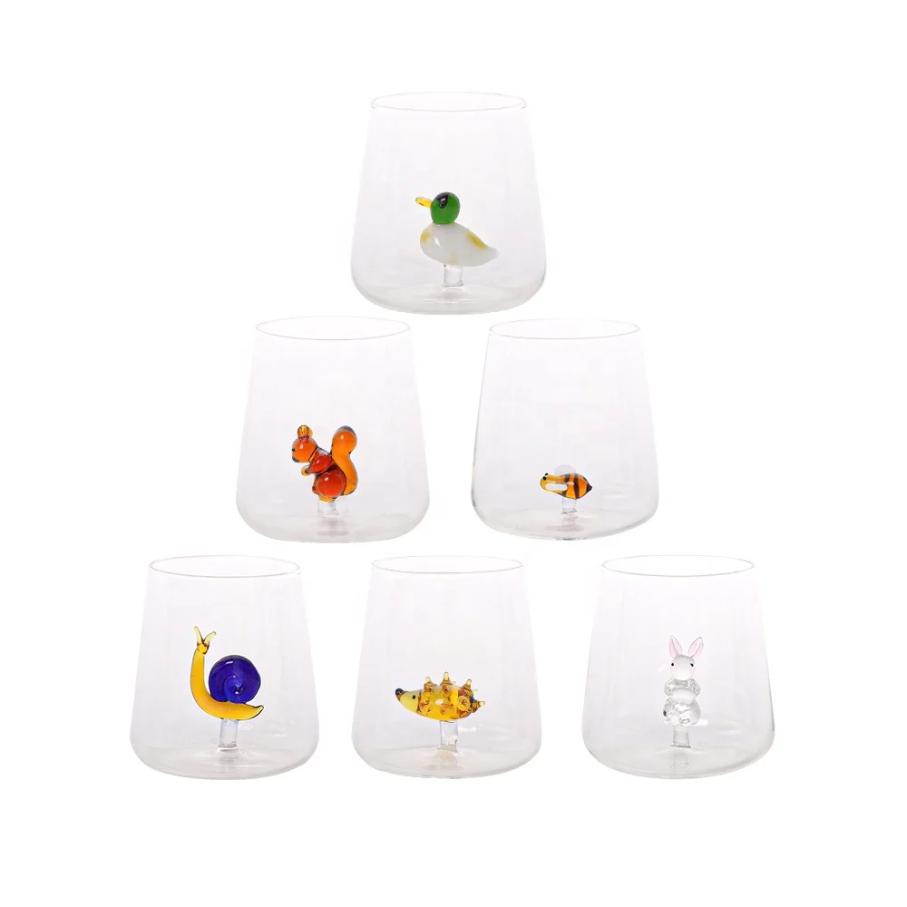 Telsen Single Wall Creative 3D Animal Cocktail Glass Cup Juice Drinking Glass Cup High Borosilicate Bear Milk Glass Cup