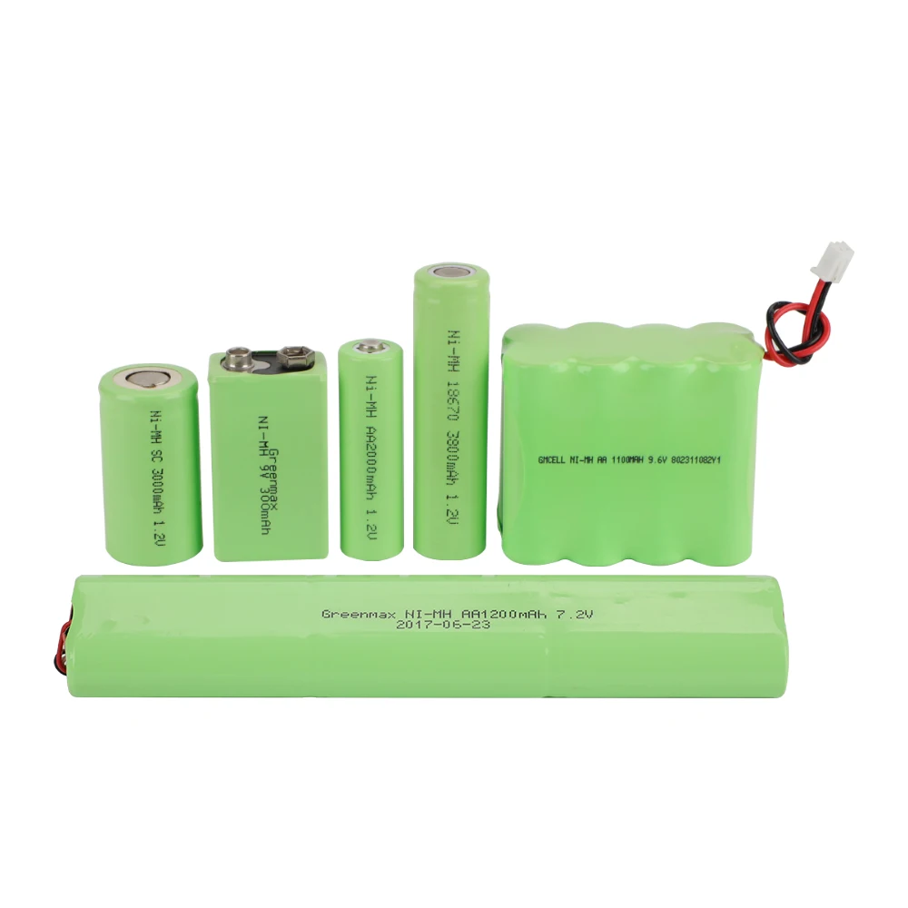 GMCELL Custom Ni-MH 2.4v 3.6v 4.8v 6v 7.2v 9.6v 12v 14.4v size AA AAA AAAA Sub C NiMH NiCD rechargeable battery pack