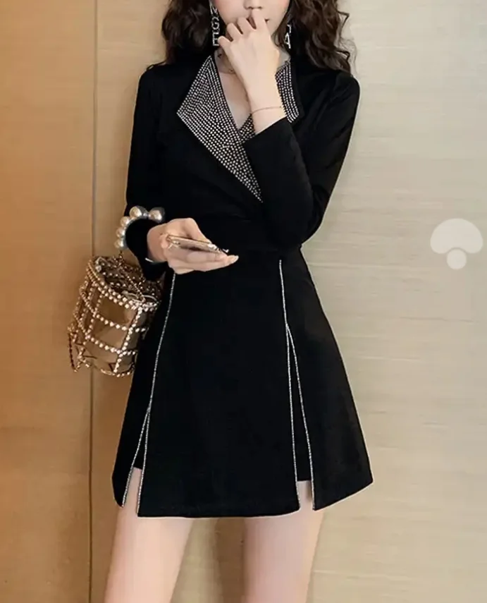 Black Blazer Mujer Long- Sleeve Lapel Single Slim Business Club Formal Suits Sexy lady Plus Size clothing women suit jacket