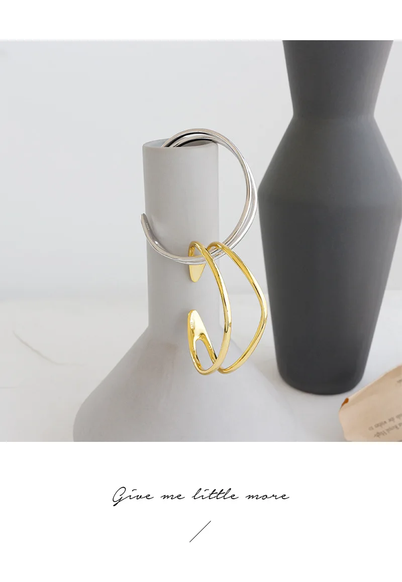  Hot Sale Vintage 925 Sterling Silver Personalised Cuff Bangle 18K Gold Plated bracelet Fashion Jewelry