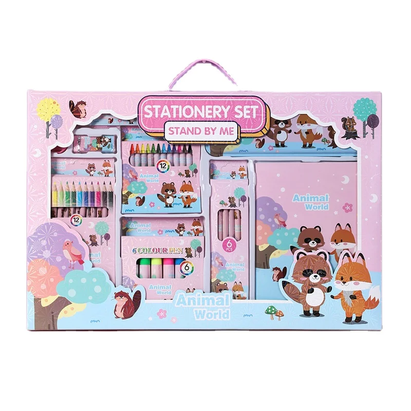 Cartoon Stationery Sets Kawaii Birthday Study Gift Box For Kid Students Office School Supplies Kindergarten Kid Toys