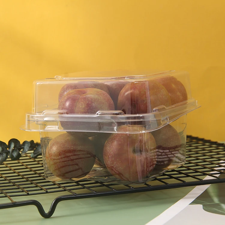 Food Grade Blister Plastic Pet Packaging Fruit Strawberry Punnet Box Container With Handle dry fruits box packaging