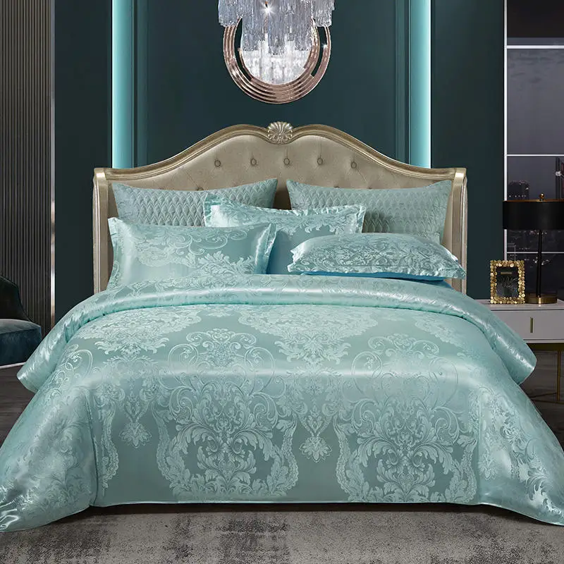 New Light Luxury Tribute Silk Jacquard Four-Piece Four-Piece 4-Piece Foreign Trade Bedding Suit Set Bed Sheet