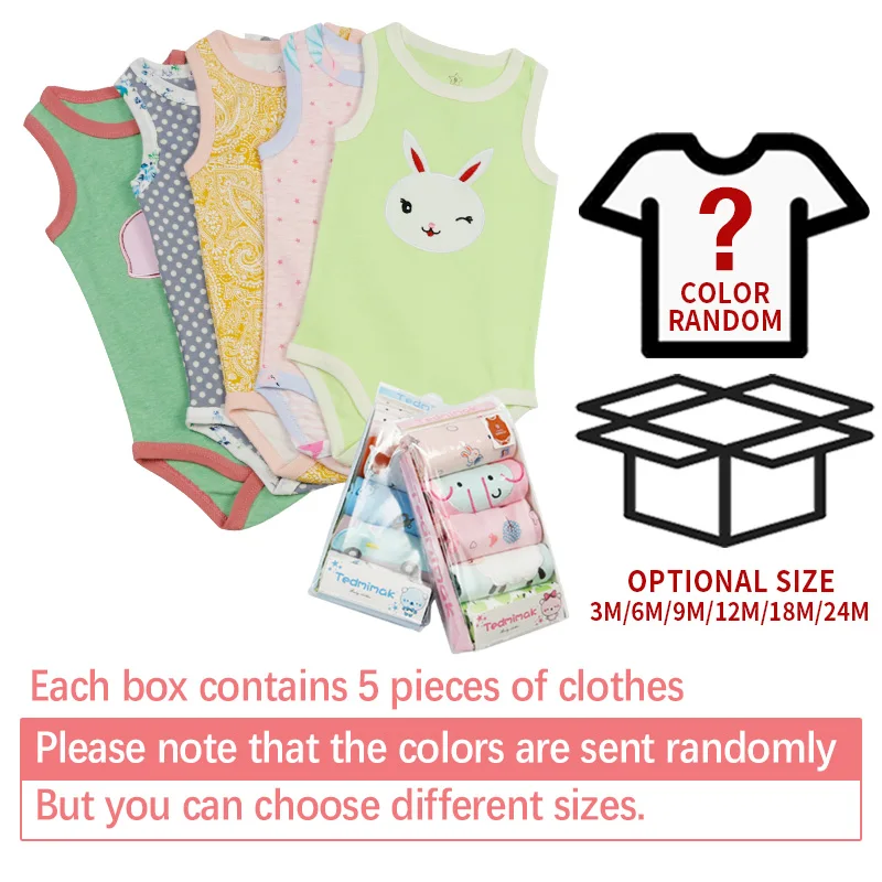 baby clothes outfit knitting 5 pack sleeveless baby romper pajamas bodysuits  for  baby summer