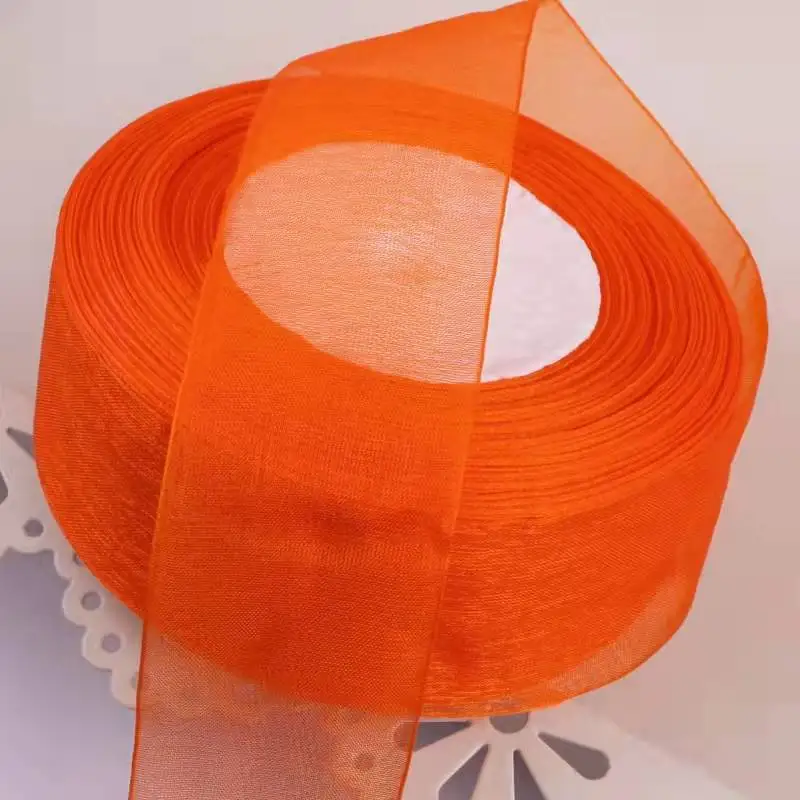 WY021 100% Polyester  Chiffon Silk Fabric Satin Ribbon for Gift Packaging