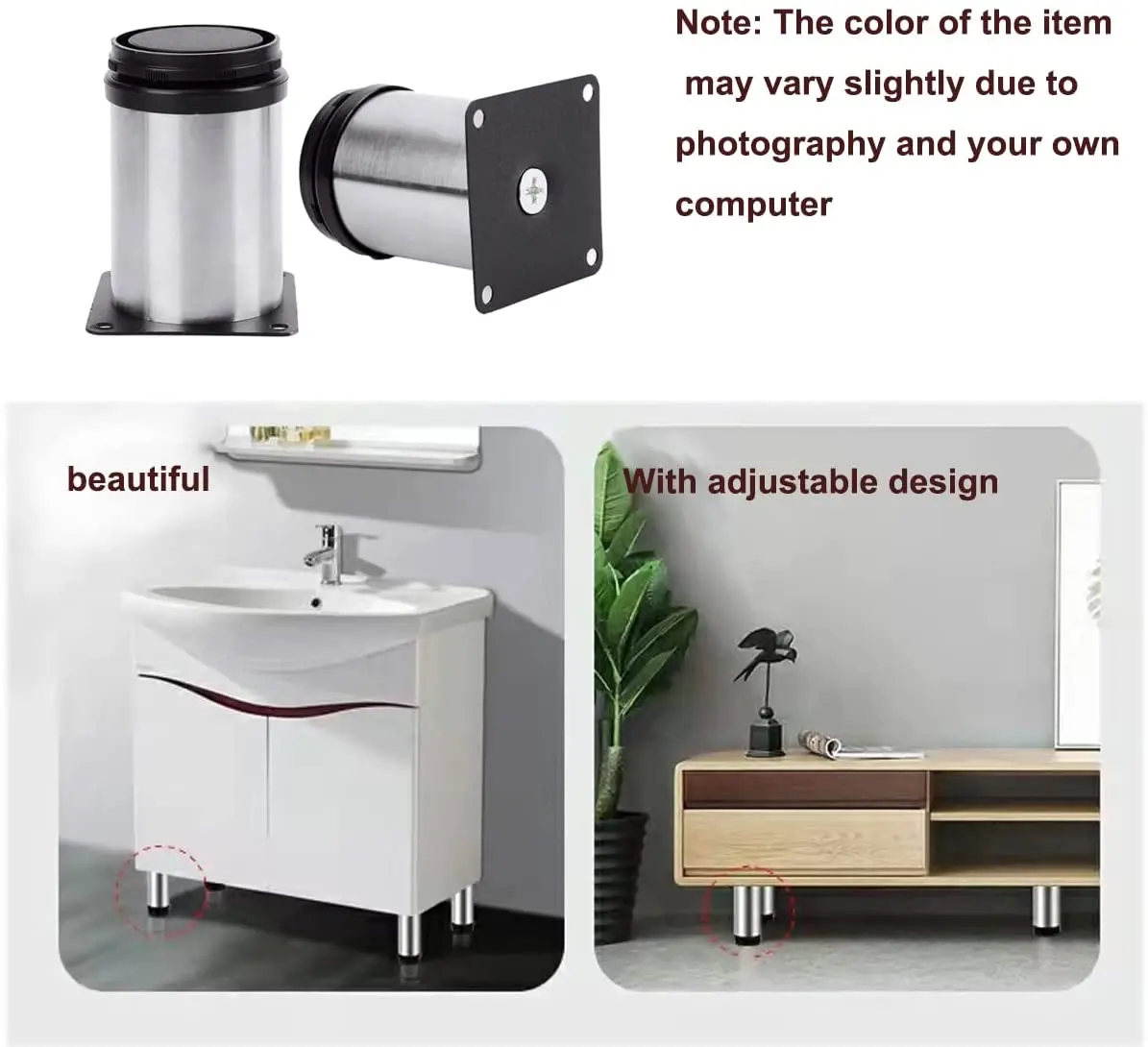 50x150mm Kitchen Feet Round Cabinet Metal Legs Stainless Steel Adjustable Furniture Legs