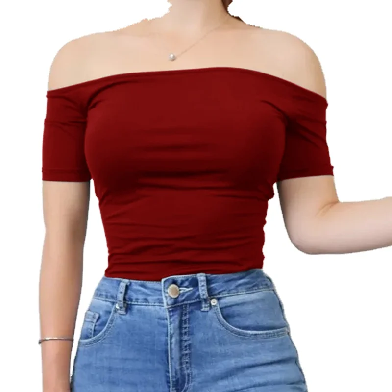 Новая однотонная майка, облегающая футболка, повседневный и удобный эластичный жилет с открытыми плечами, женская кофта