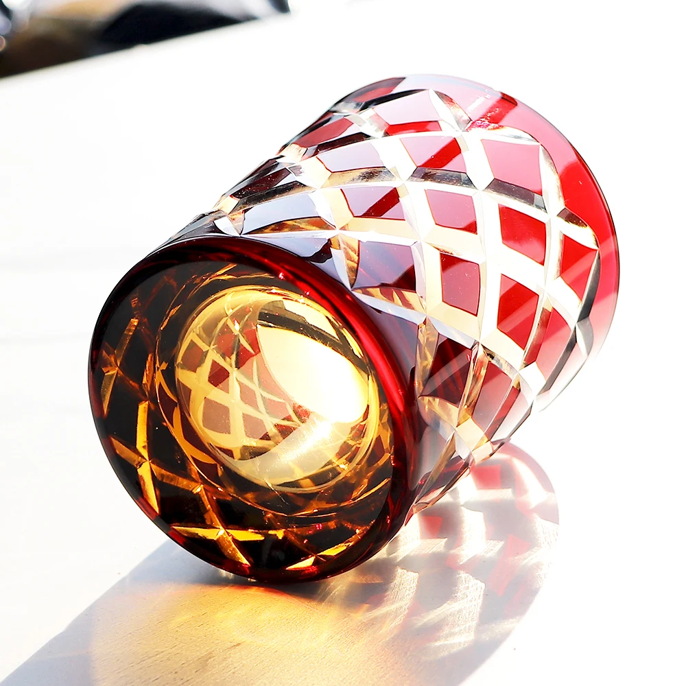 Цилиндр ручной работы в японском стиле Edo Kiriko виски старомодный стеклянный стакан с янтарным цветным батоником посуда для питья