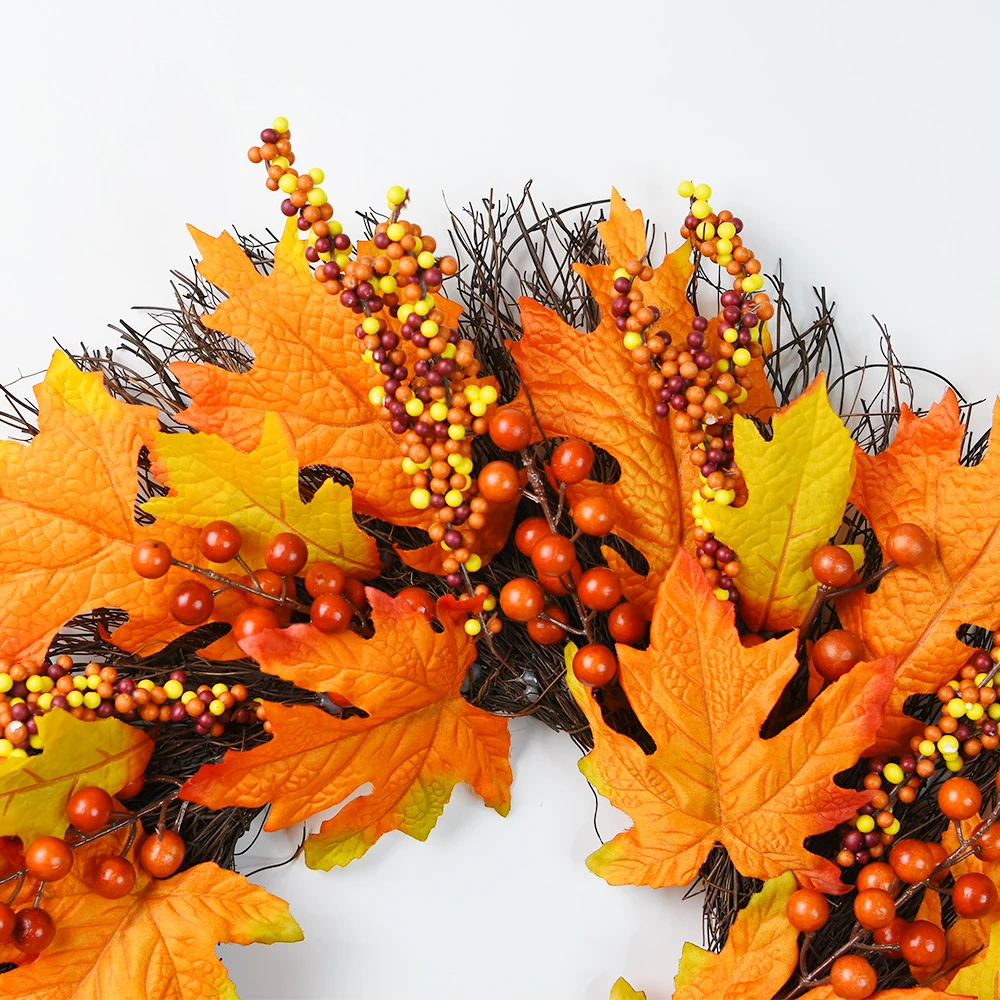 Autumn Thanksgiving wreath simulation maple leaf wreath ornament living room hanging decoration mall scene layout wreath