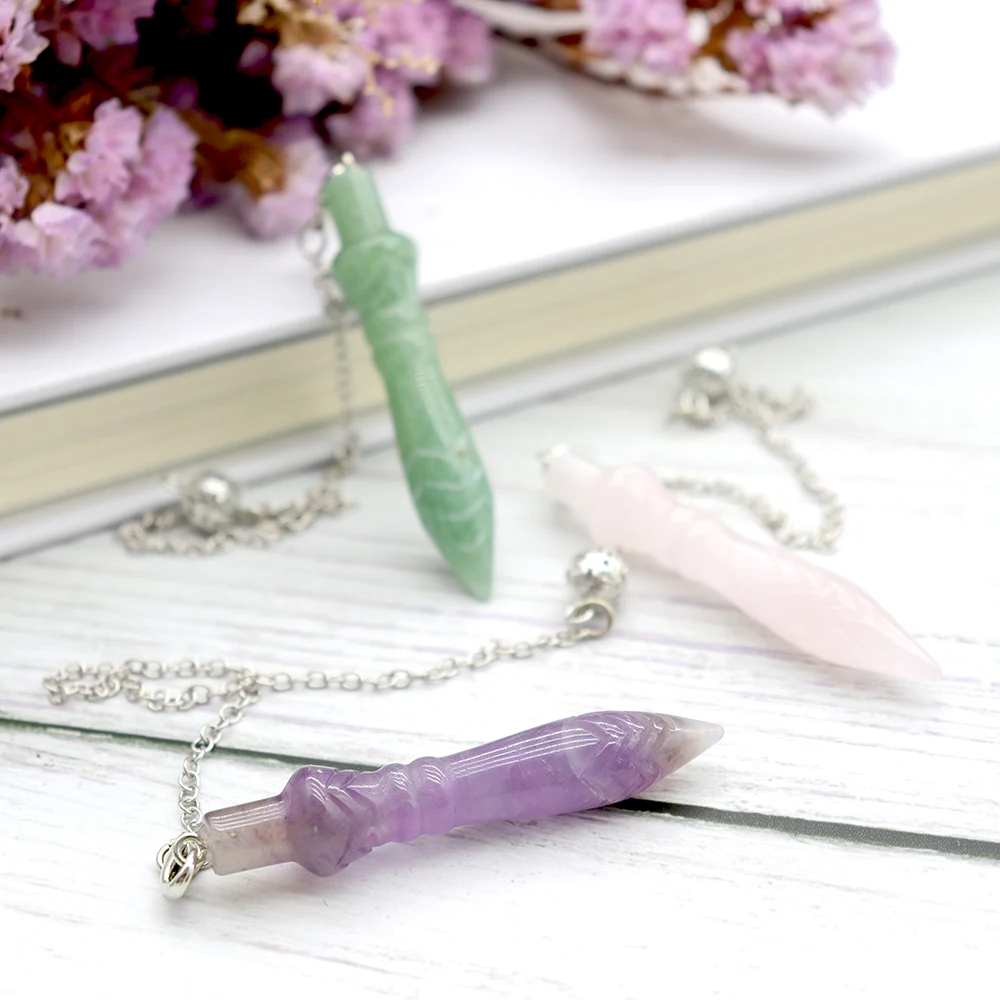 Crystal Quartz Gemstone Dowsing Pendulum Amethyst Pendulum for Sale