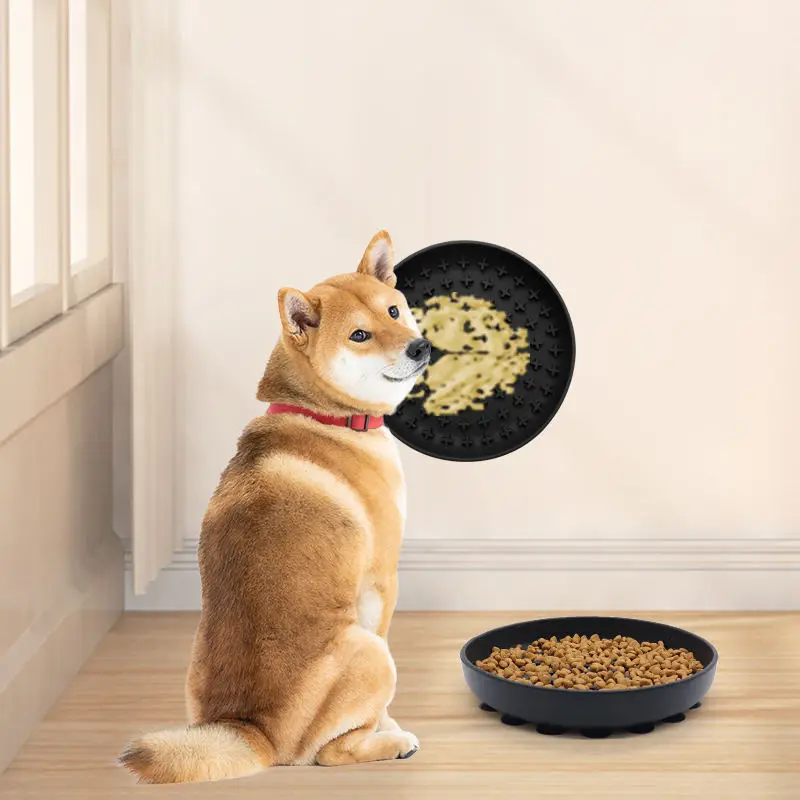 Customized Cross Knit Sweater Weave Pattern Slow Food Feeder Pad Round Licking Pet  Mat for Dogs & Cats L size