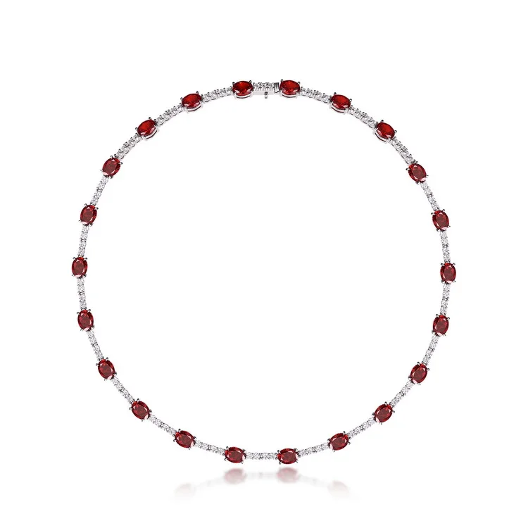 Customizable Hip Hop High Quality Exquisite Zirconia Stone Oval Silver 925 High Carbon Diamond Tennis Necklace For Women