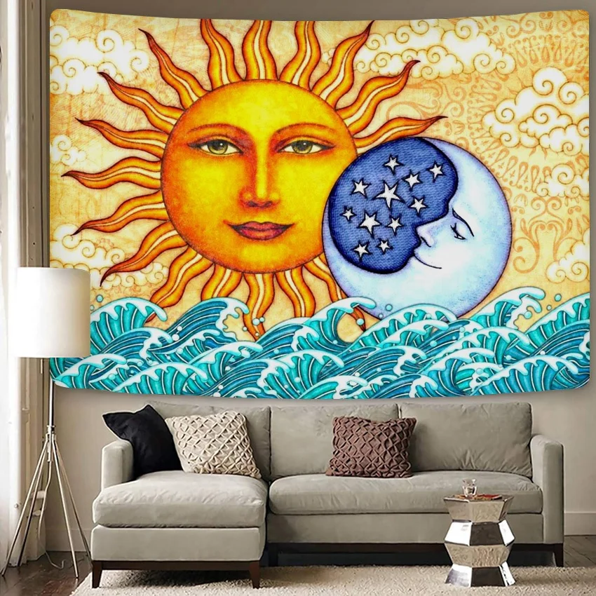Promotional Custom Indian Bohemian Mandala Boho Hippie Polyester Digital Printed Wall Hanging Tapestry for home Decor