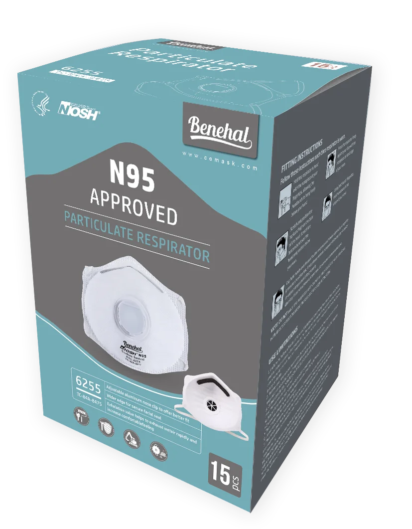 NIOSH Approved N95 with valve wide edge cup style N95 masks