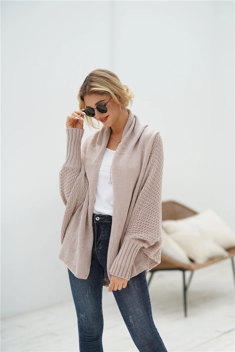 Женские вязаный свитер с рукавами «летучая мышь» Длинный свободный изготовленный на заказ зимние женские ботинки больших размеров трикотаж вязаные свитера кардиган пальто для женщин