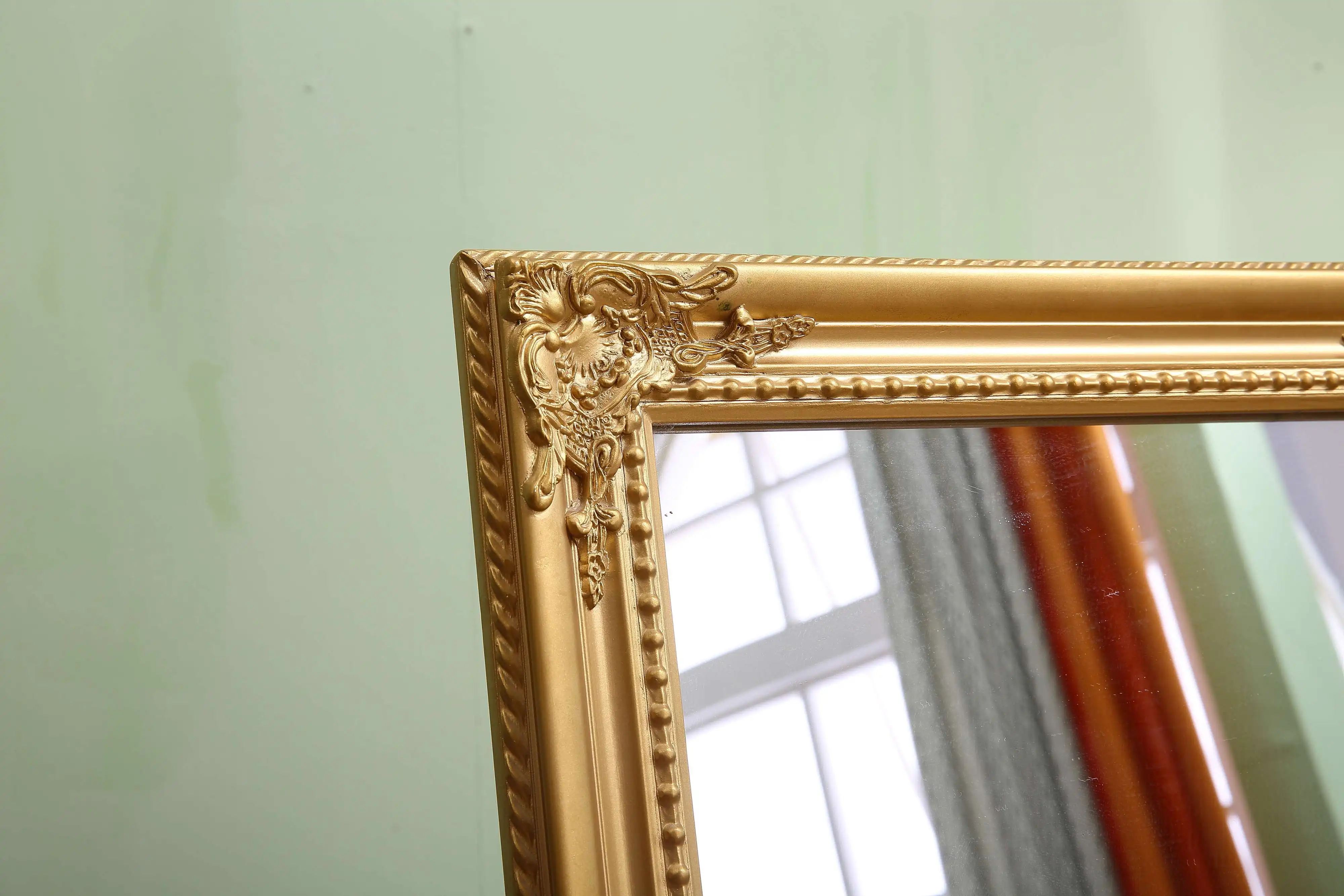 Floral gilding gypsum frame floor mirror for home or barber decoration