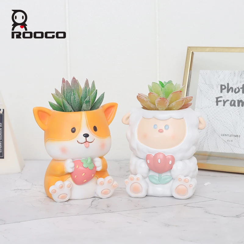 Cartoon Animal Type To All Wonderful Things Resin Flower Pot Desktop And Garden Decor Wholesale Succulent Planter Plant Bonsai
