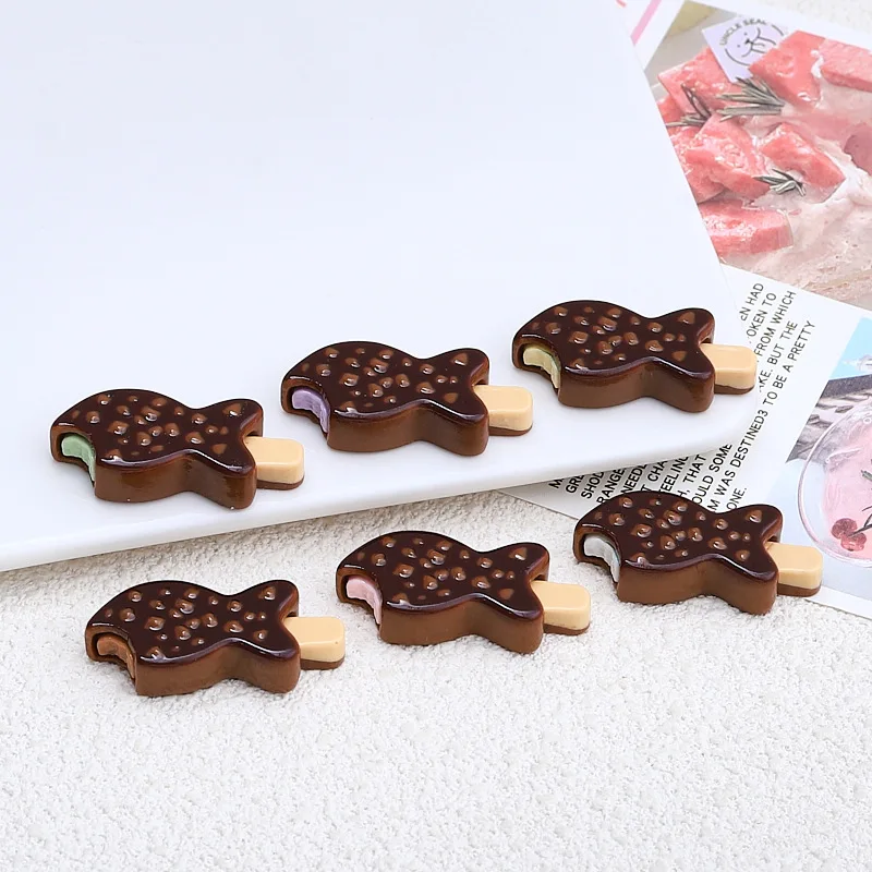 Hot Sales Diy Phone Case Hair Accessories Resin Pendant Resin Little Fish Chocolate Ice Cream For Decoration