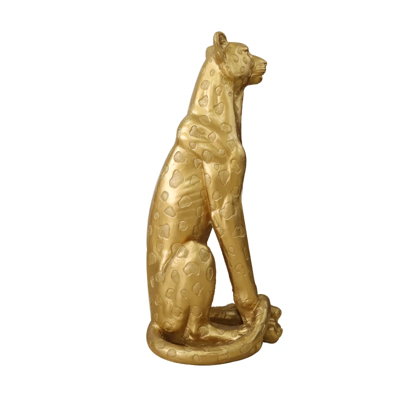 Life size Gold Silver Animal Statues Hotel Home Decoration Tiger Resin Craft Leopard Sculpture