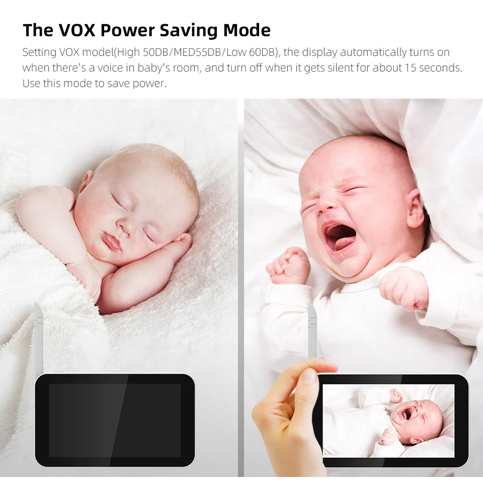 2021 Newest 5 Inch 720P Touch Screen Baby Monitors Camera Wholesale Support Pan/Tilt/Zoom Babyfoon Wireless Baby Video Monitor