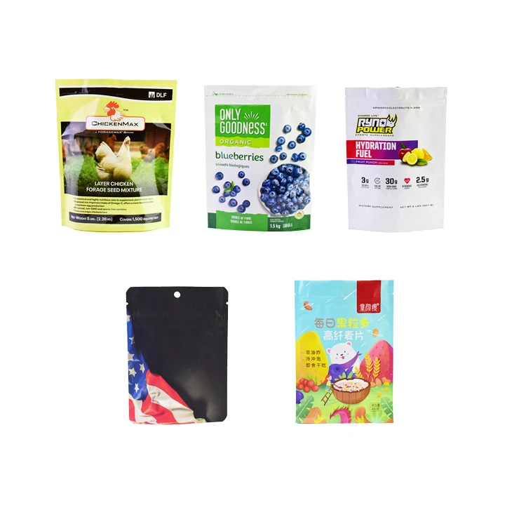 No Plate Cost Custom Food Digital Print Pouch Bag, Custom Ziplock Bag Stand Up Pouch Packaging Bag