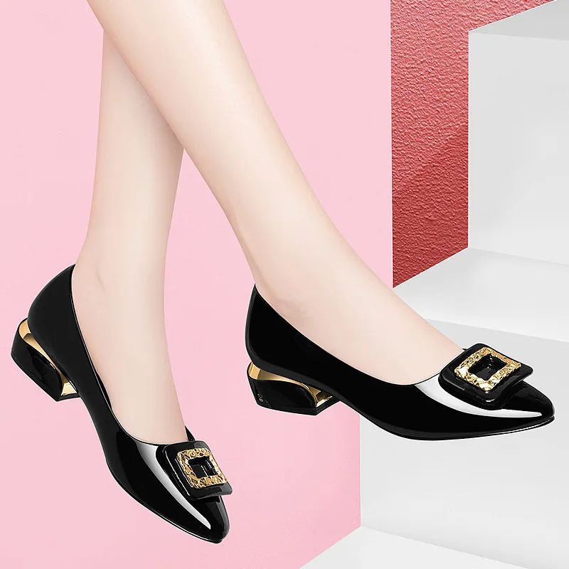 Xuanhui trends women shoes 2024 new design ladies pumps flat shoes square heel peep-toe pumps summer shoes for women