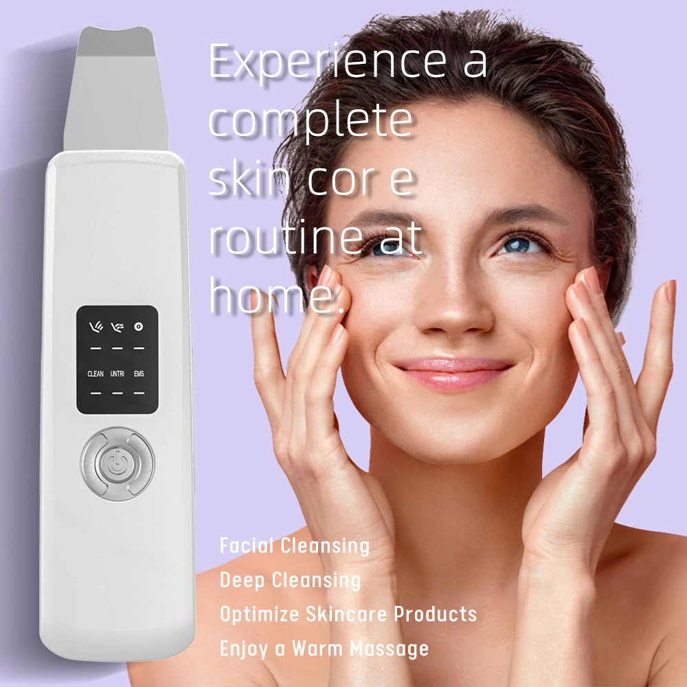 Wholesale Facial Spatula Face Cleaner Deep Cleansing Lifting Acne Blackhead Remover Beauty Device Ultrasonic Skin Scrubber