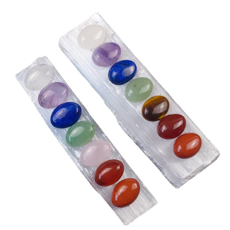 Natural Oval Crystal Tumbled Seven Chakra Stone Irregular Selenite Healing Sticks for Home Decoration