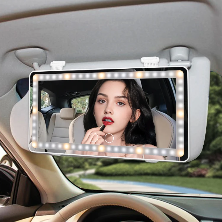 New Product Ideas 2024 Hot Sale Car Vanity Makeup Mirror Rechargeable LED Light Touch Sensor Switch All Car Universal Sun Visor