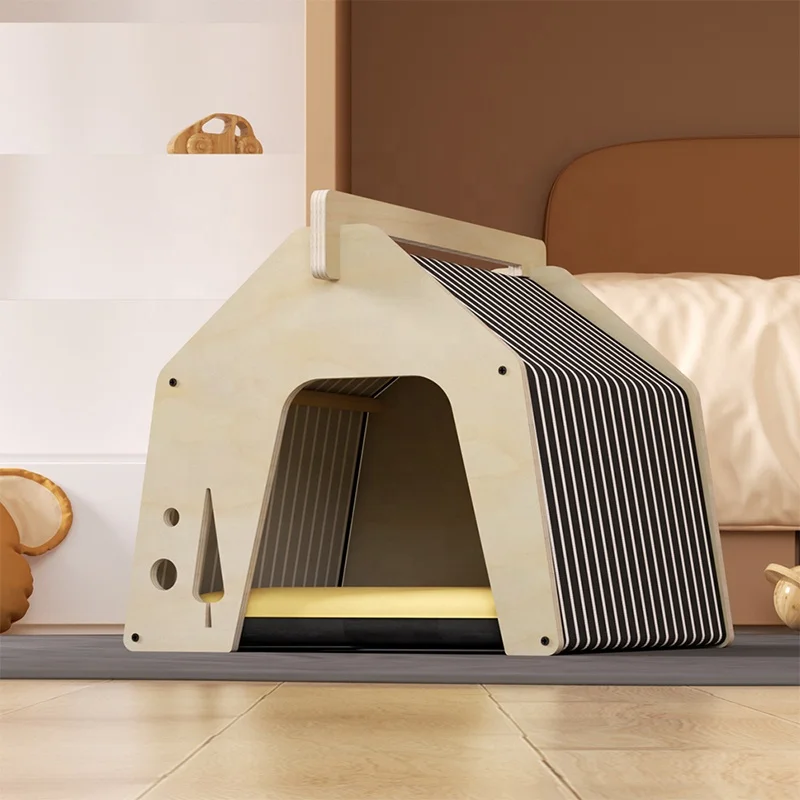Indoor Luxury High Quality Solid Wood Furniture Pet House Small Dog Wooden Bed