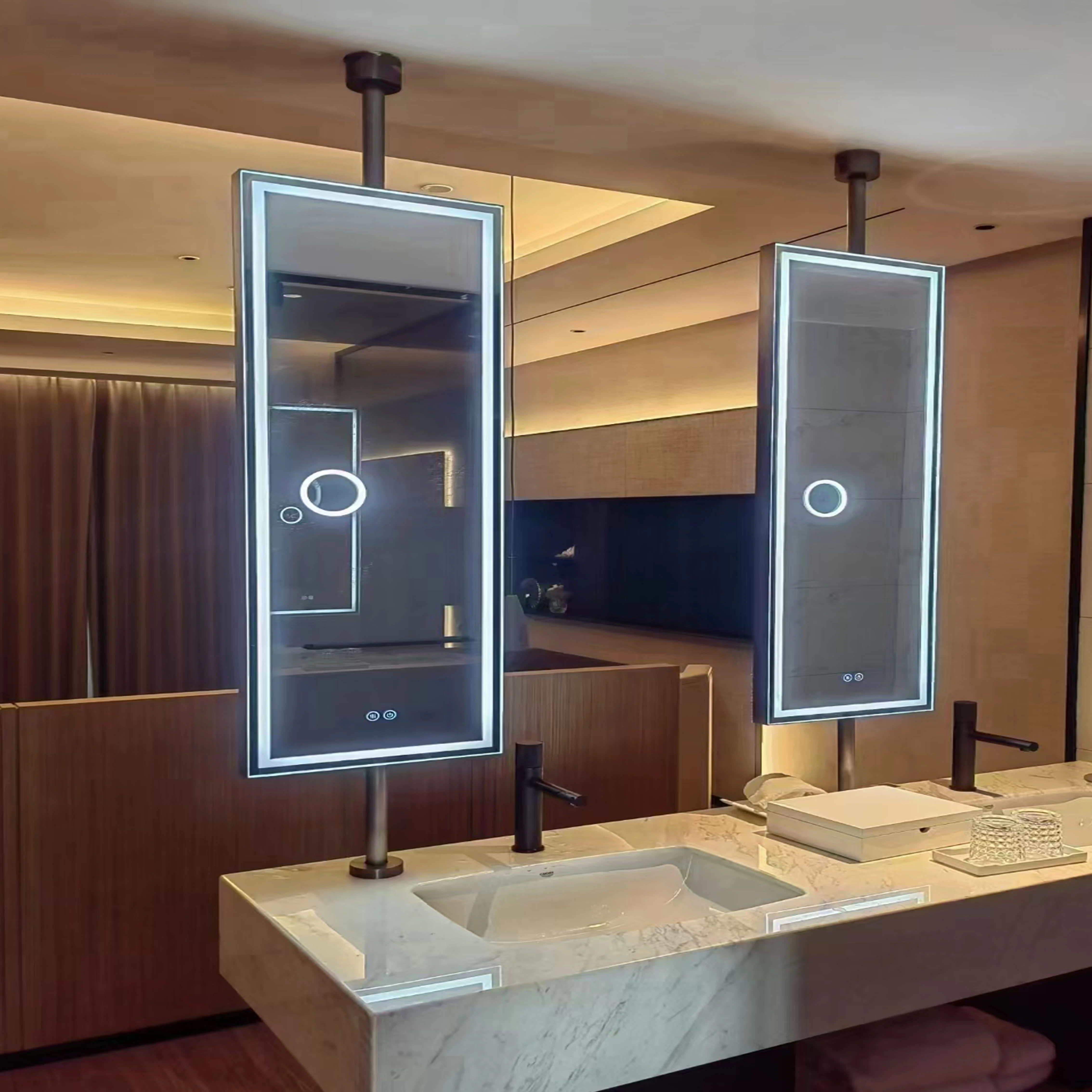 Rearview Modern Coffee Stand Gold Wooden Camera Touch Length Kitty Cabinet Costume Retail Convex Big Wall Mirror