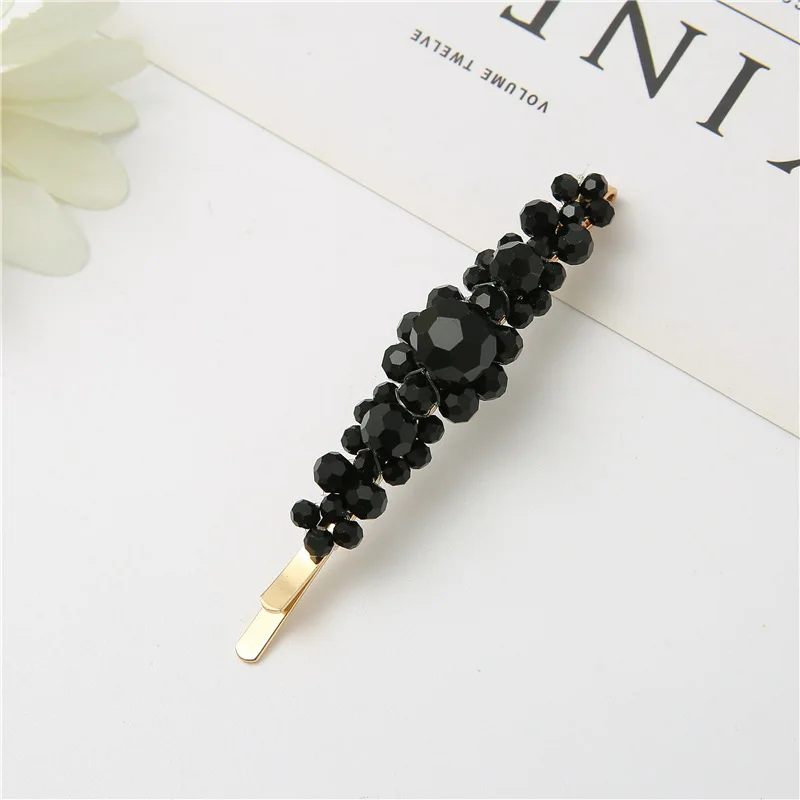 Hot selling fashion simple classic flower hair clip crystal and metal barrette hair clip for girls