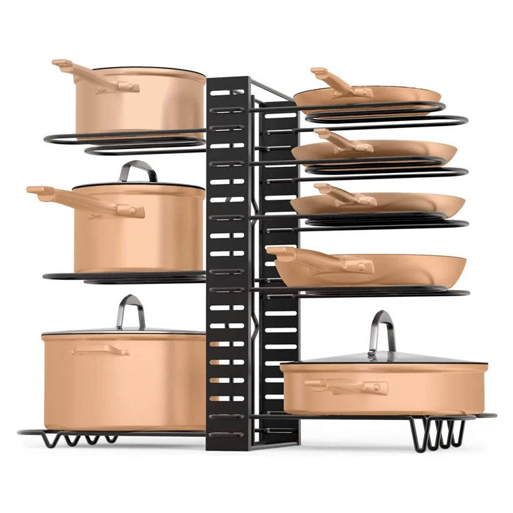 Inno-Crea Adjustable Multifunction Pantry Kitchen  expandable pan rack organizer, Pot and Pan Lid Organizer Holder Rack