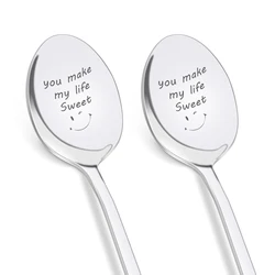 French birthday gift Presents Stainless Steel personal spoon set custom engraved dessert spoon