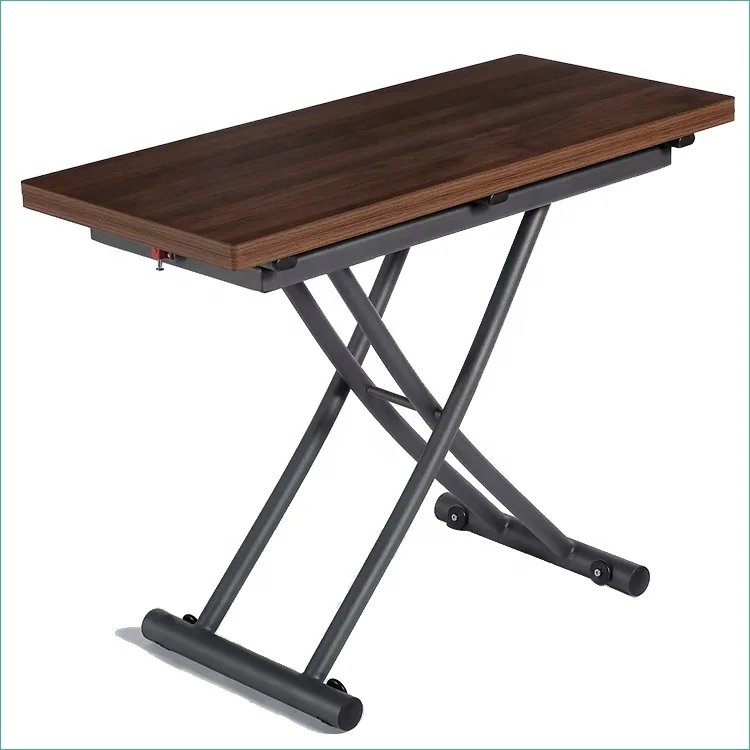 Modern Style Foldable Coffee Table with Lifting Function Dual-Use Dining Table for Living Room or Kitchen Wooden Material