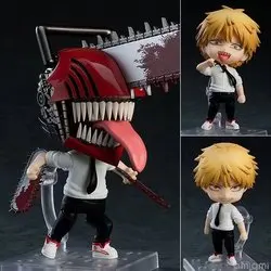 10cm Cute Version Chainsaw Man Denji 1560 Power 1580 PVC Anime Action Figure Change Face  Model Doll Toys