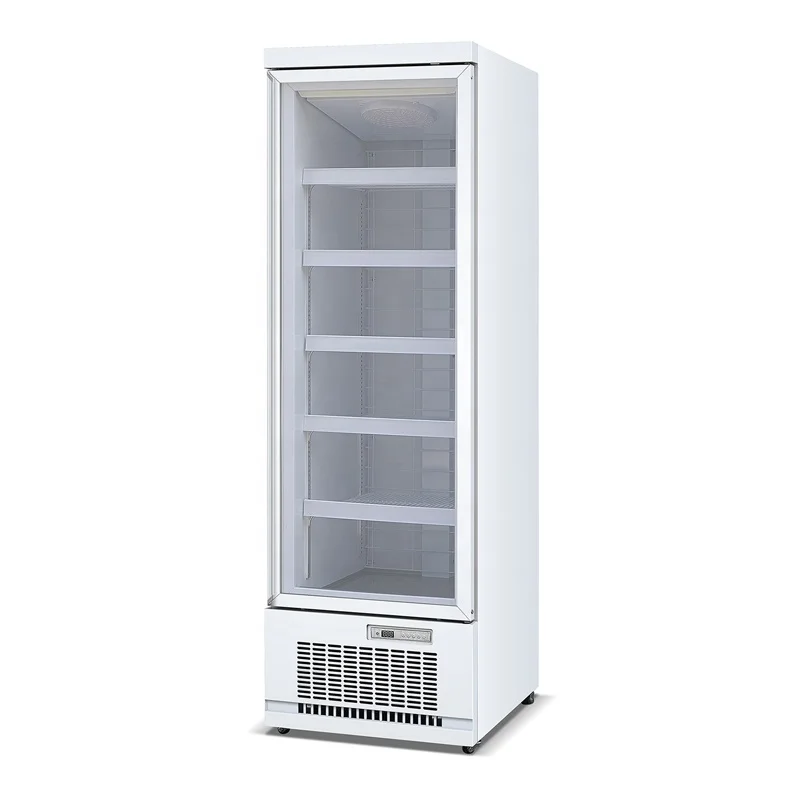 Factory Direct Single Door Commercial Upright Glass Door Display Showcase Freezer For Ice Cream And Food