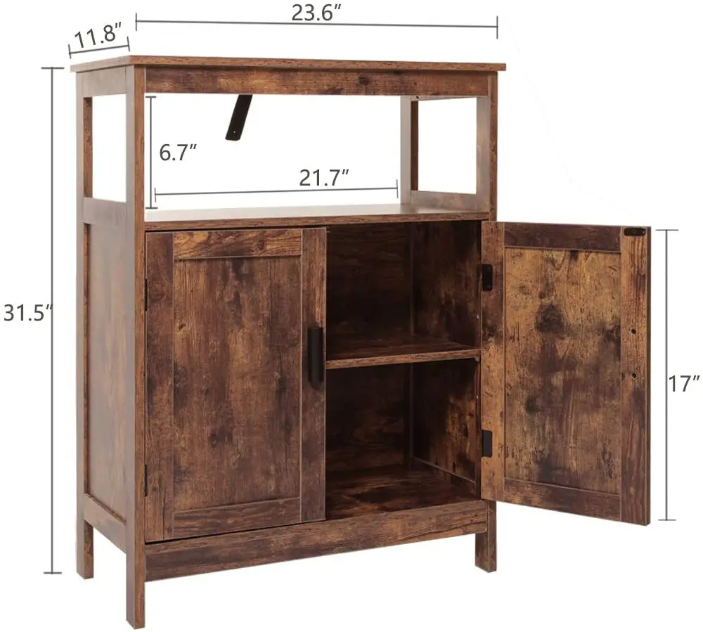 Modern Design Wooden Floor Storage Cabinet with Adjustable Shelf Free Standing Organizer Cabinet