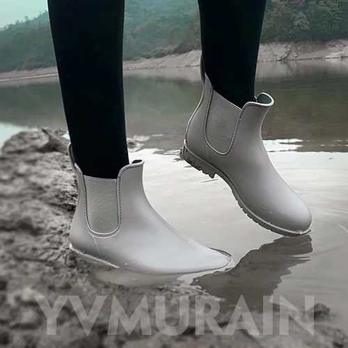 Wholesale Short Gumboot Waterproof PVC Antislip Daily Wear Women Ankle Rain Shoes Chelsea Boots Lady