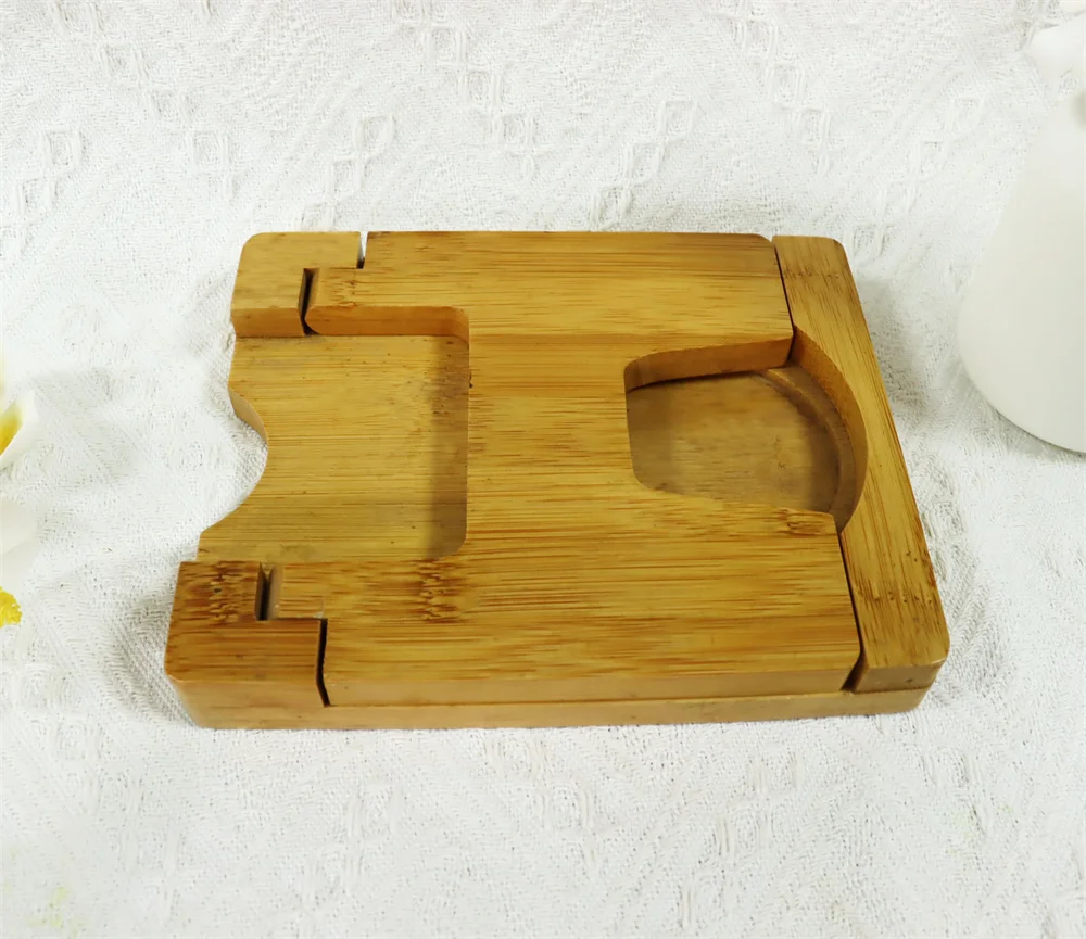 Multifunction accessories Foldable Design Kitchen Utensil Soup Spoon Rest Folding Bamboo Pan Pot lids cover rack stand Holder