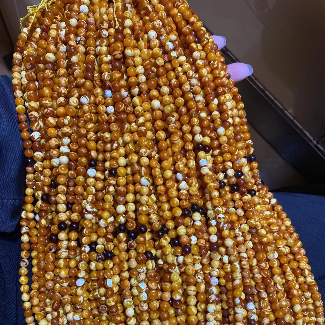 pure Natural amber Russian Baltic Amber European return old wax Red Amber Beads Muslim prayer beads
