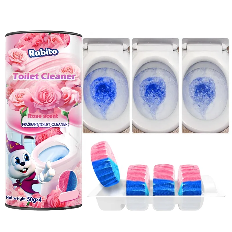 2 in 1 Rose Fragrance Toilet Rim Block Cleaner Fast Effective Deodorant Stain Removal Toilet Bowl Cleaner