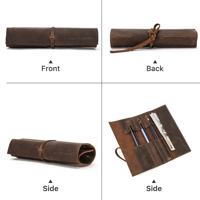 Школьные принадлежности из натуральной кожи винтажная роскошная сумка-карандаш в рулоне пенал сумка для хранения держатель мальчиков и девочек студенческие канцелярские