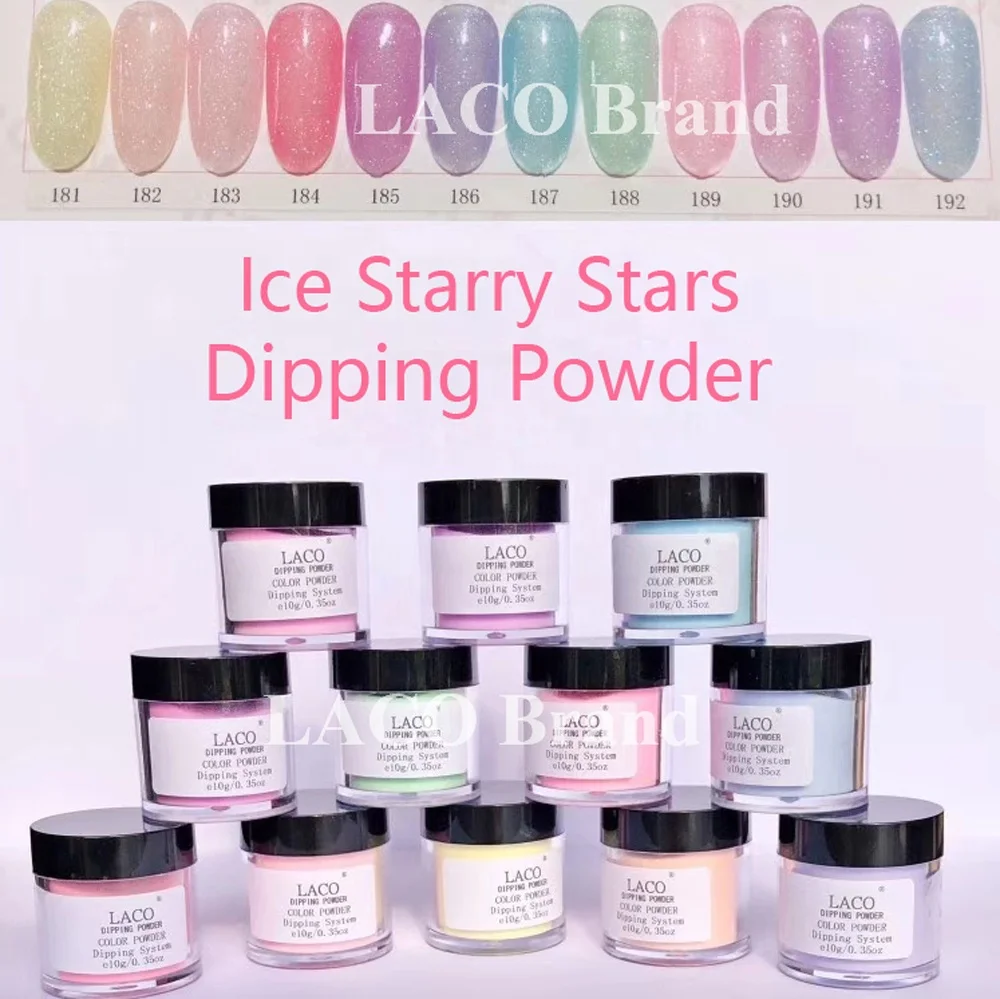 
starry star color nail powder 12colors acrylic polymer nail powder 10g jar ICE glitter dipping powder for nail art 